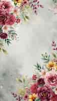 Free photo watercolor floral border with a gray background