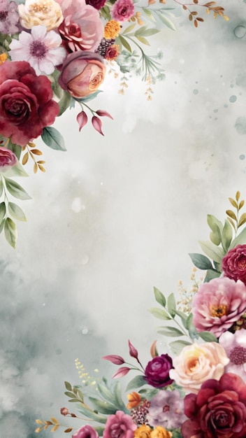 Free photo watercolor floral border with soft colors and a neutral background