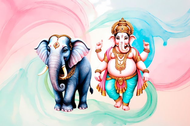 Free photo watercolor hindu deity representation