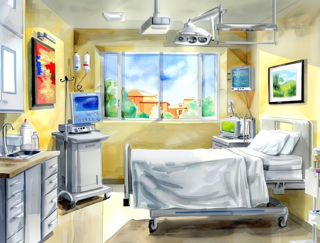 Free photo watercolor hospital health care illustration