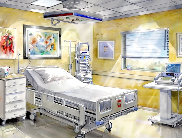 Free photo watercolor hospital health care illustration