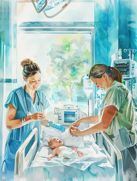 Free photo watercolor hospital health care illustration