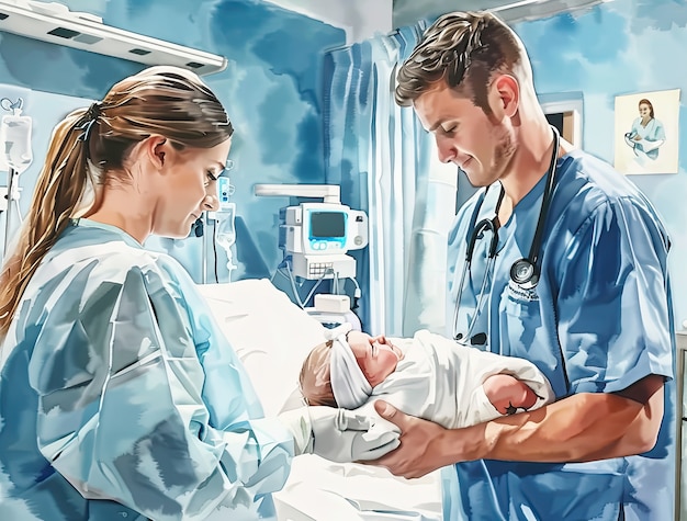 Free photo watercolor hospital health care illustration