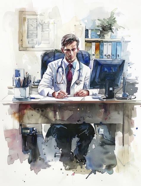 Free photo watercolor hospital health care illustration