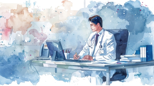 Free photo watercolor hospital health care illustration