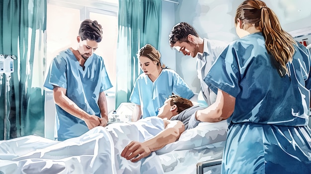 Free photo watercolor hospital health care illustration