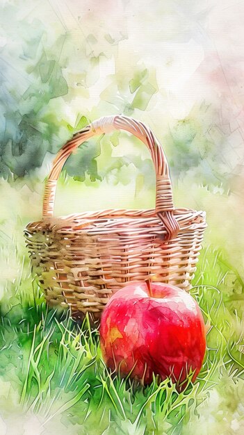 Free Photo watercolor illustration of apple