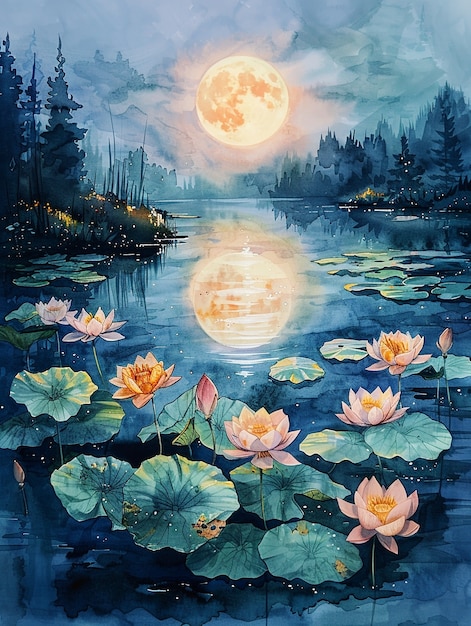 Free photo watercolor moon illustration