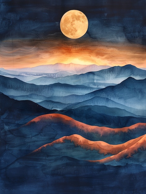 Free photo watercolor moon illustration