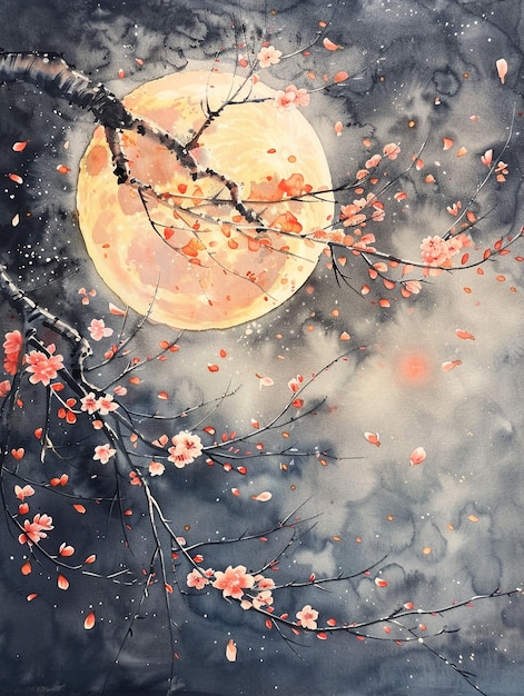 Free Photo watercolor moon illustration