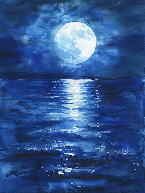 Free Photo watercolor moon illustration