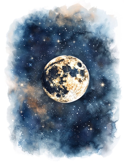 Free photo watercolor moon illustration