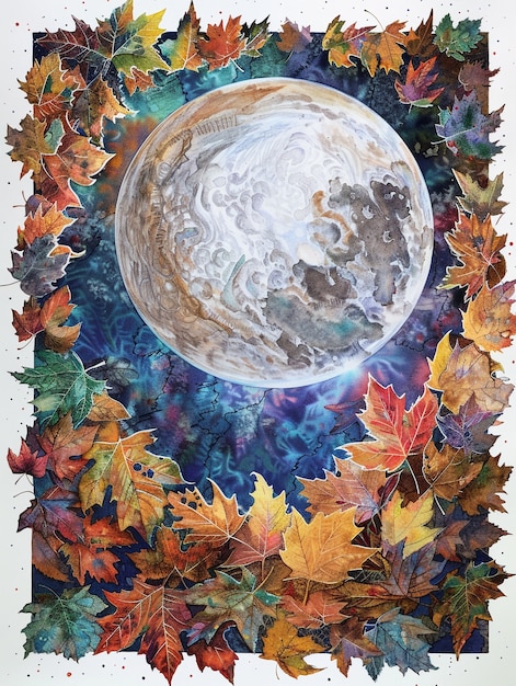 Free Photo watercolor moon illustration