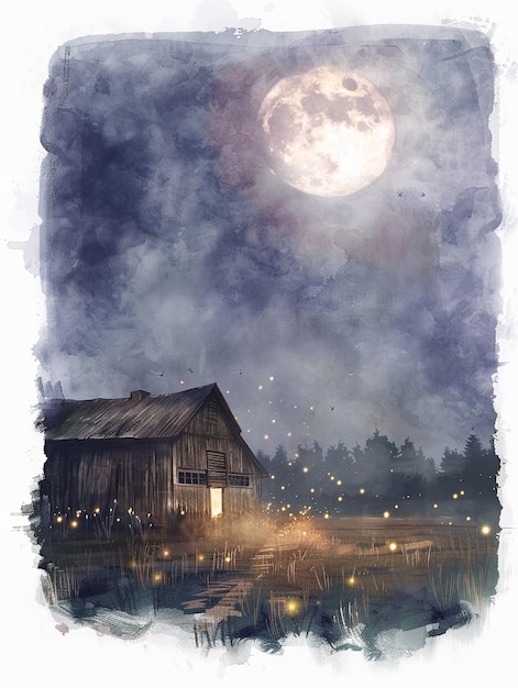 Free Photo watercolor moon illustration