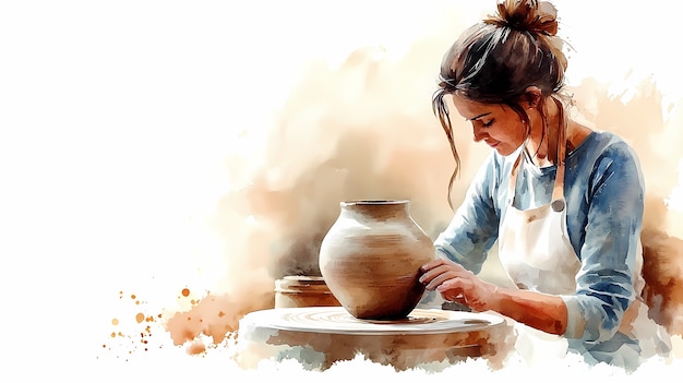 Free photo watercolor pottery illustration