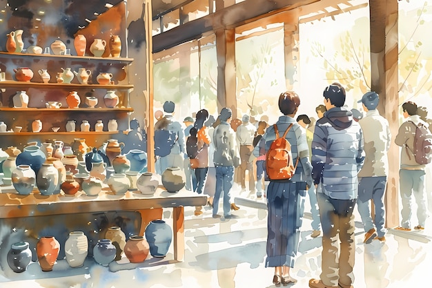 Watercolor pottery illustration