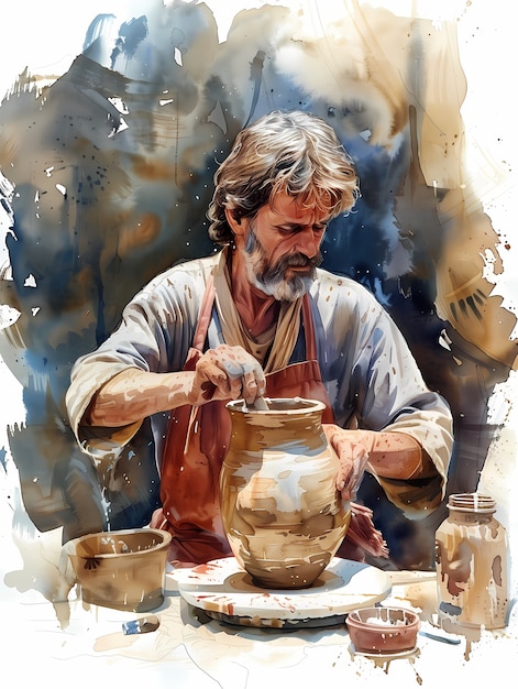 Watercolor pottery illustration