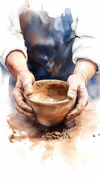 Free photo watercolor pottery illustration