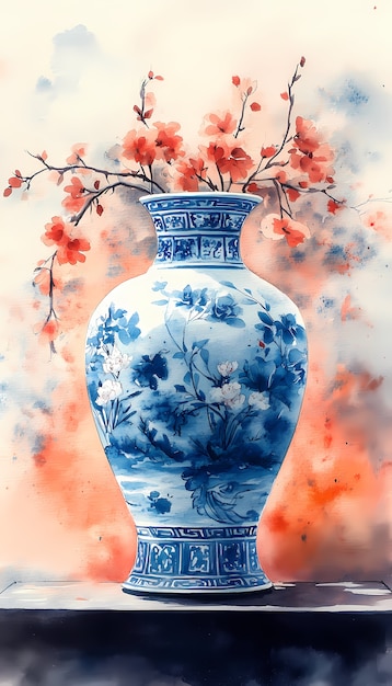 Free photo watercolor pottery illustration