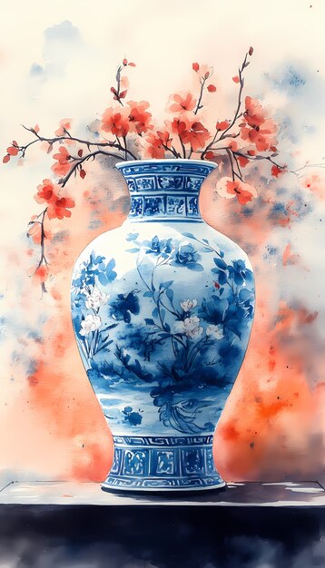 Watercolor pottery illustration