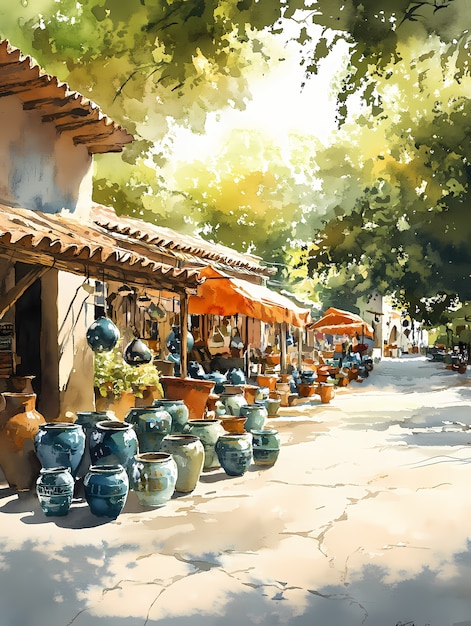 Free photo watercolor pottery illustration