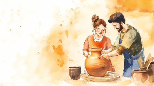 Watercolor pottery illustration