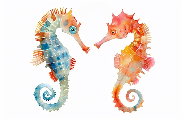 Free Photo watercolor seahorse animal