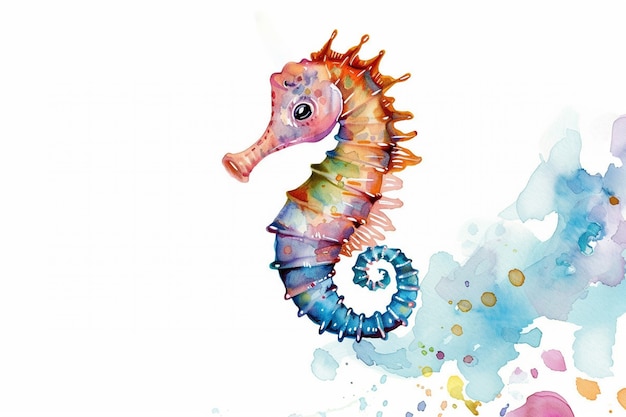 Free Photo watercolor seahorse animal