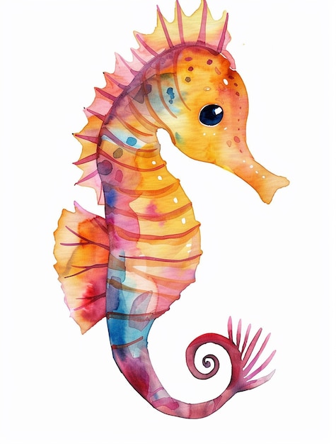 Watercolor seahorse animal