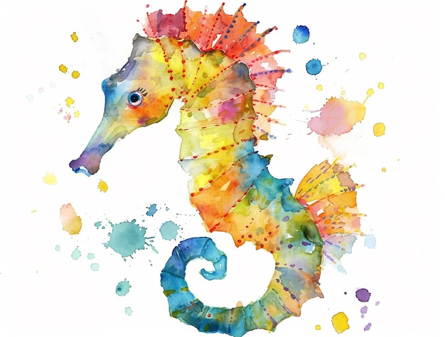 Free Photo watercolor seahorse animal