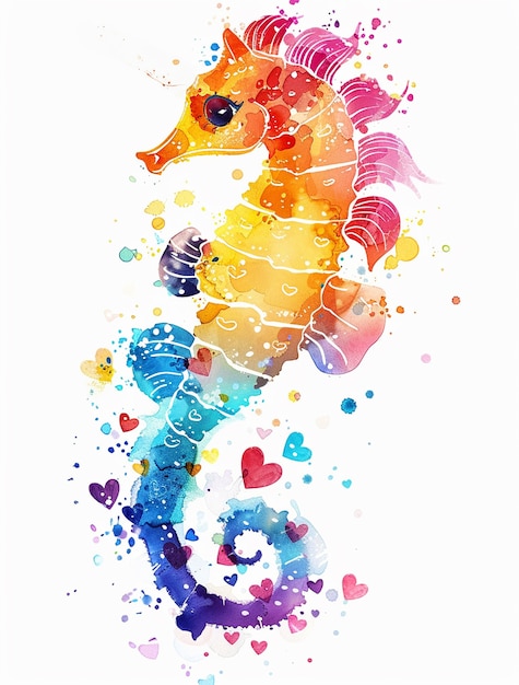 Free photo watercolor seahorse animal