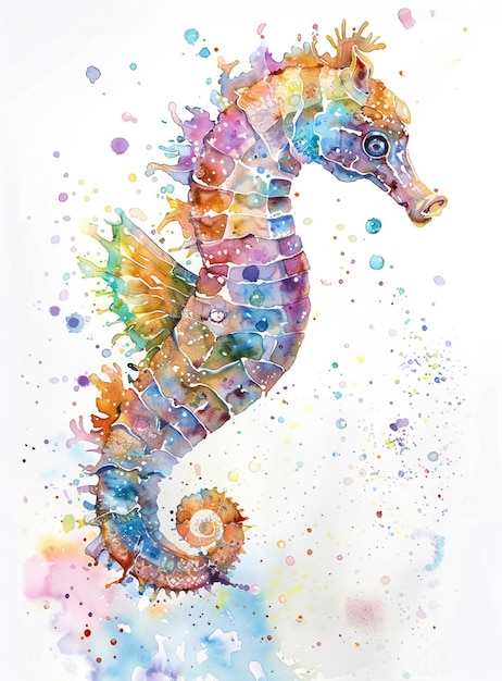 Free photo watercolor seahorse animal