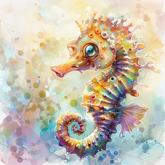 Free photo watercolor seahorse animal