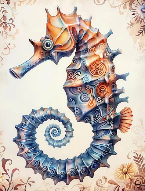 Free Photo watercolor seahorse animal