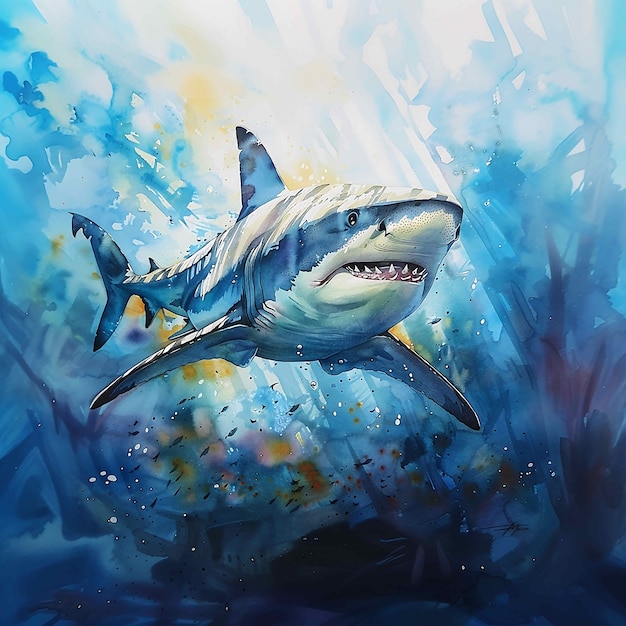 Free Photo watercolor shark illustration