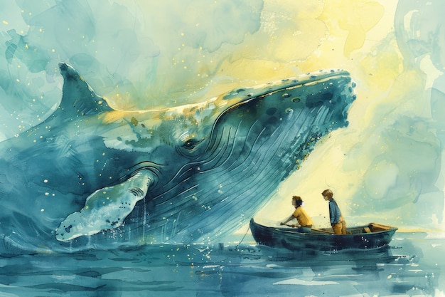 Free Photo watercolor whale illustration