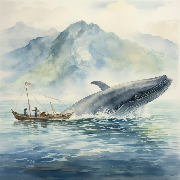 Free Photo watercolor whale illustration