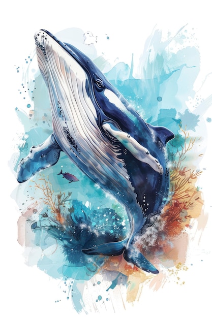 Free Photo watercolor whale illustration