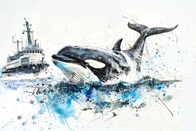 Free photo watercolor whale illustration