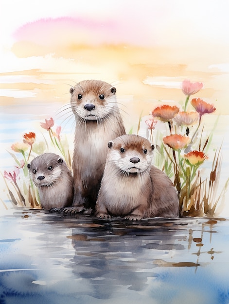 Free Photo watercolor wildlife animal illustration