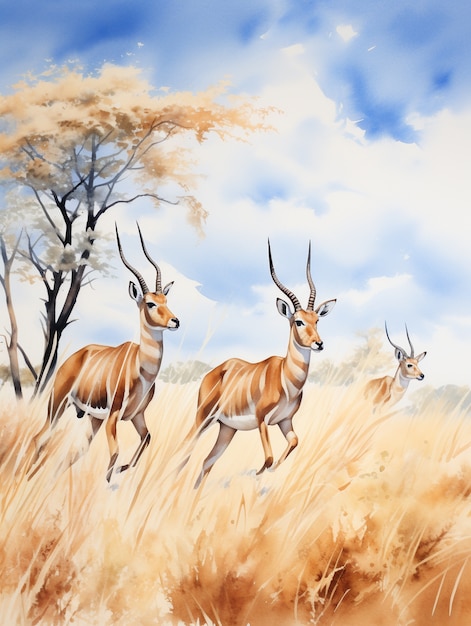 Free Photo watercolor wildlife animal illustration