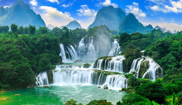 Free Photo waterfall clean tourist blue flow asian