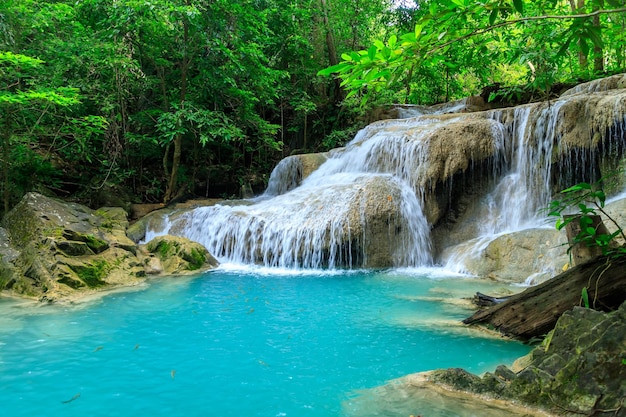 Waterfall level 1 Erawan National Park Kanchanaburi Thailand high shutter speed freeze no motion