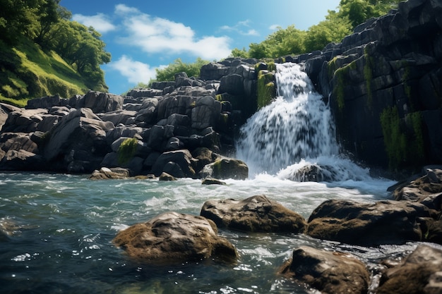 Waterfall with nature landscape