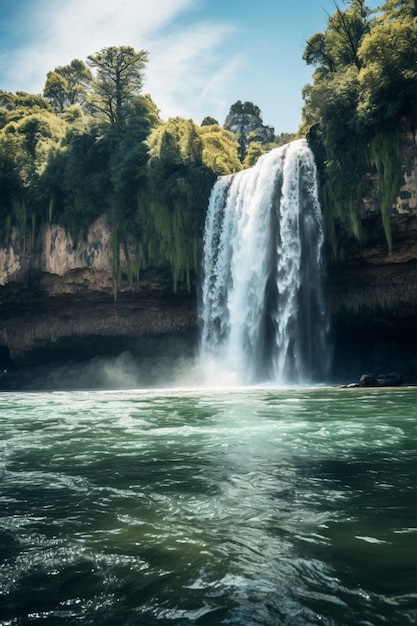 Waterfall with nature landscape