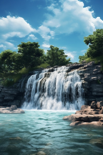 Waterfall with nature landscape