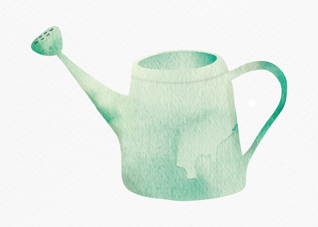 Free photo watering can in green  watercolor design element