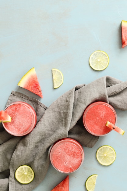 Free Photo watermelon smoothie, summer refreshing drink