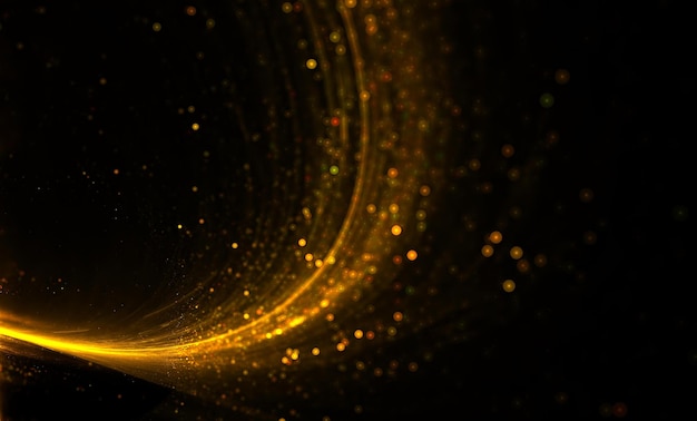 Free photo wave of golden particles trail lights background