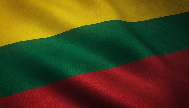 The waving flag of Lithuania